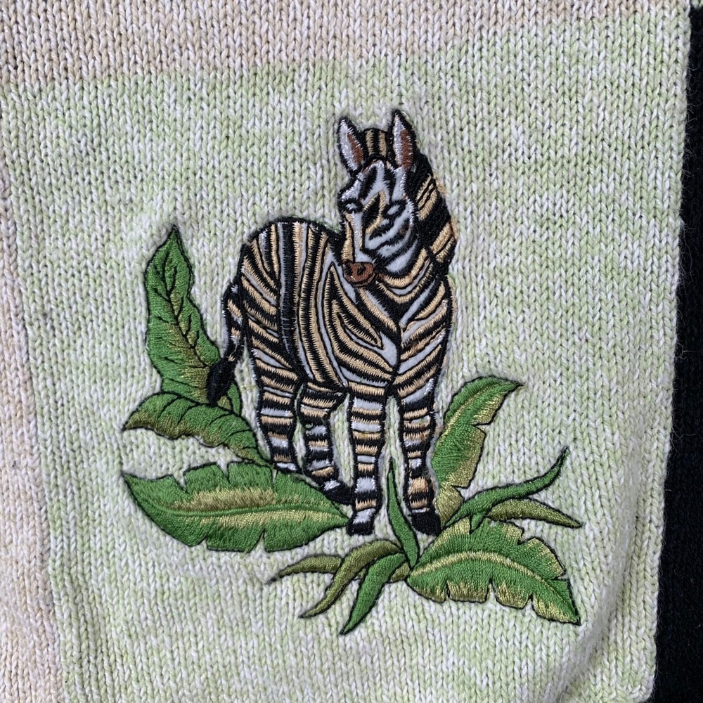 Vintage Jungle Patchwork Embroidered Sweater Tige… - image 6